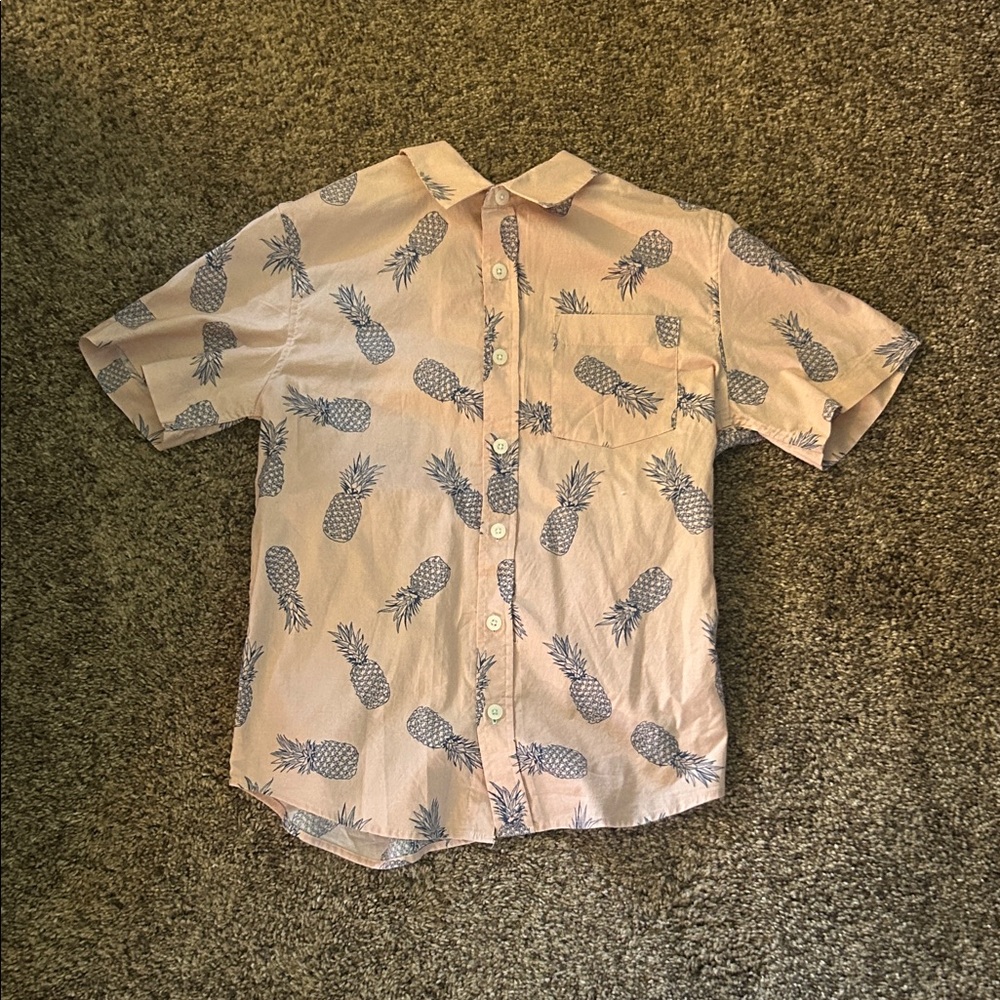 Sonoma Boy’s Casual Pineapple Print Shirt - Light Pink